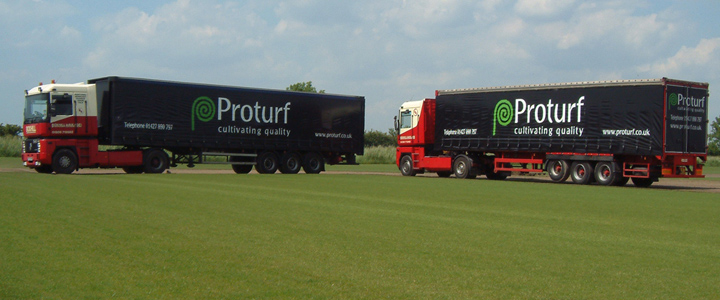 Proturf delivey trucks Fast delivery of turf & gravel to our trade customers